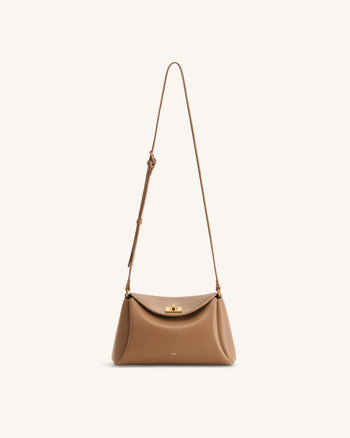 Sac bandoulière Greta à fermeture tournante - Marron