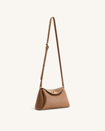 Sac bandoulière Greta à fermeture tournante - Marron
