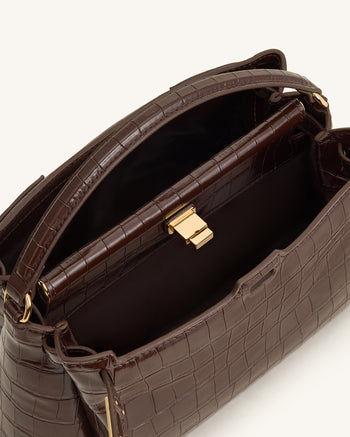 Carmen Sac à poignée supérieure - Marron foncé effet croco