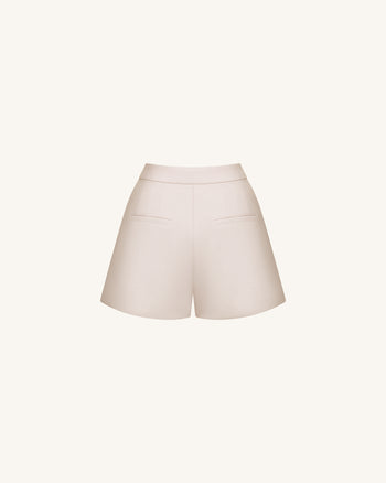 Short ajusté en coton tissé - Beige