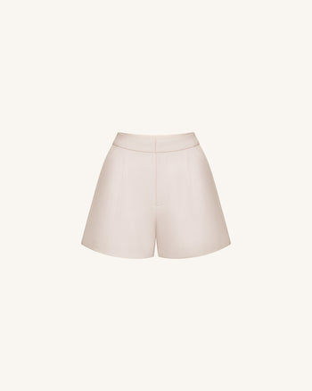 Short ajusté en coton tissé - Beige