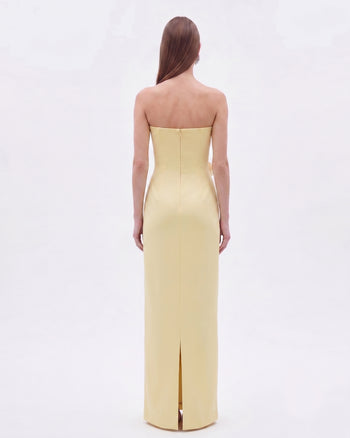 Robe bustier à appliqués floraux - Jaune