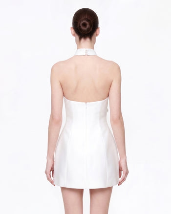 Mini robe dos nu à fleurs 3D - Blanc