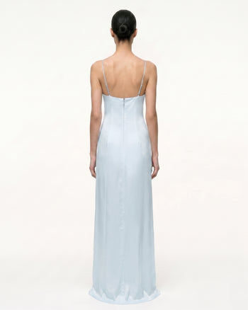 Iris Robe nuisette en satin à motifs - Bleu clair