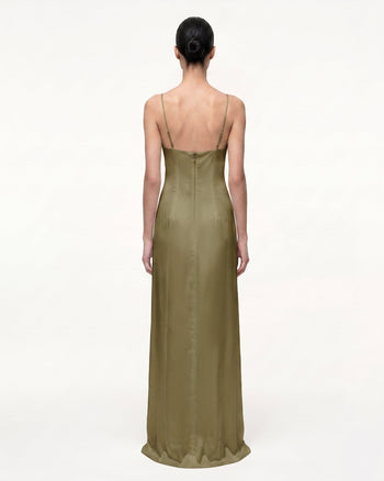Iris Robe nuisette en satin à motifs - Vert olive