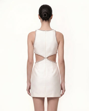 Mini-robe Floral avec bordure perlée - Blanc
