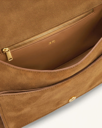 Avery Sac porté épaule à franges en faux daim - Marron