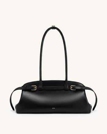 Arden Sac à bandoulière format horizontal avec détail ceinture - Noir