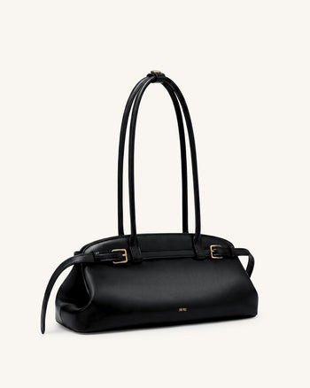 Arden Sac à bandoulière format horizontal avec détail ceinture - Noir