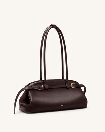 Arden Sac à bandoulière format horizontal avec détail ceinture - Marron foncé