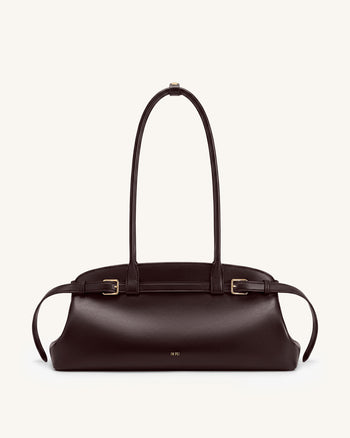 Arden Sac à bandoulière format horizontal avec détail ceinture - Marron foncé