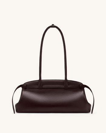 Arden Sac à bandoulière format horizontal avec détail ceinture - Marron foncé