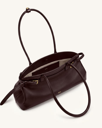 Arden Sac à bandoulière format horizontal avec détail ceinture - Marron foncé