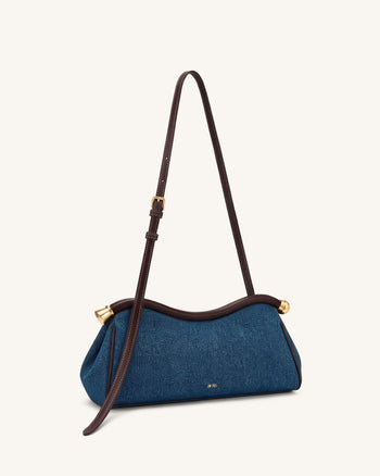 Naomi Sac d'épaule incurvé - Denim bleu