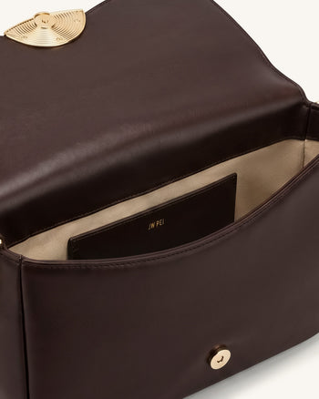 Sofia Sac à bandoulière à rabat classique - Marron foncé