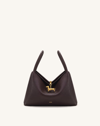 Maelle Sac à double anse avec breloque teckel - Marron foncé