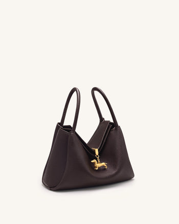 Maelle Sac à double anse avec breloque teckel - Marron foncé