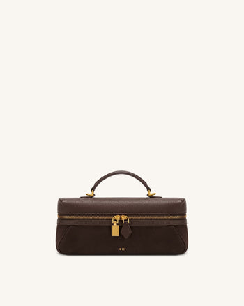 Cleo Trousse de toilette en faux daim - Marron foncé