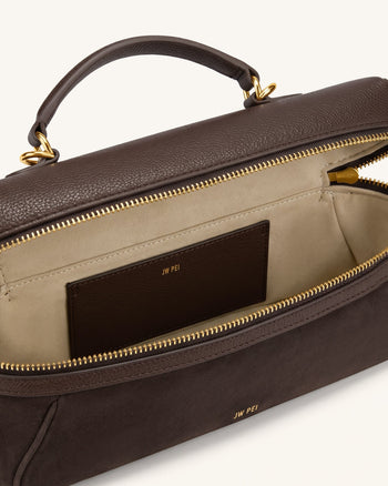 Cleo Trousse de toilette en faux daim - Marron foncé