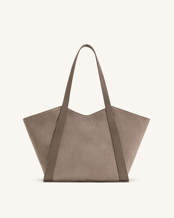 Grand sac cabas en suédine Kiana – Taupe