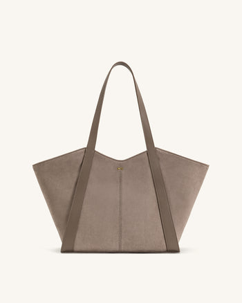 Grand sac cabas en suédine Kiana – Taupe