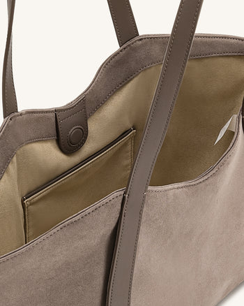 Grand sac cabas en suédine Kiana – Taupe