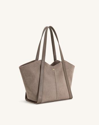 Grand sac cabas en suédine Kiana – Taupe