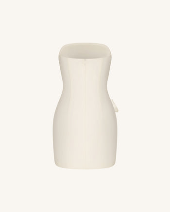 Robe bustier à appliqués floraux - Blanc
