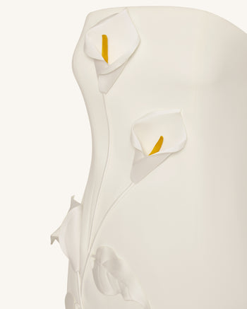 Robe bustier à appliqués floraux - Blanc