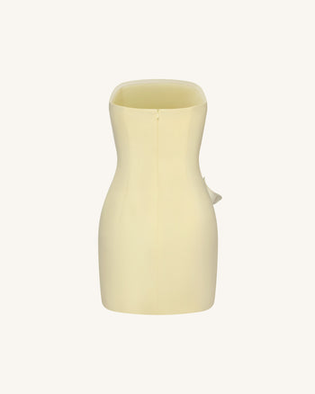 Robe bustier à appliques florales - Jaune