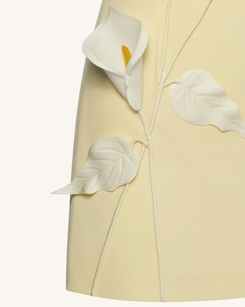 Robe bustier à appliques florales - Jaune