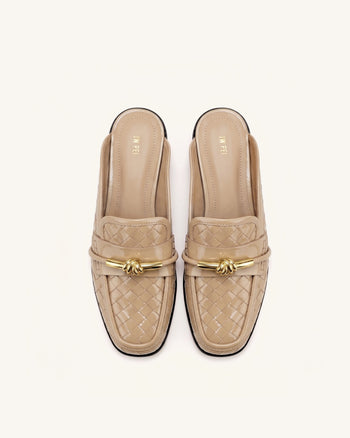 Elowen Mocassins mules tissés à mors - Kaki