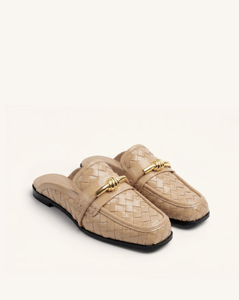Elowen Mocassins mules tissés à mors - Kaki