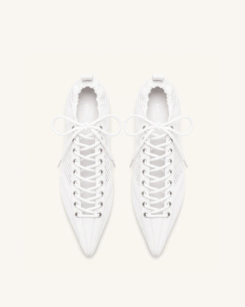 Ava Ballerines en mesh à lacets - Blanc