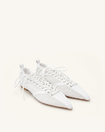 Ava Ballerines en mesh à lacets - Blanc