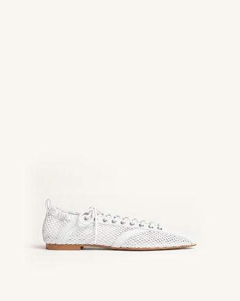 Ava Ballerines en mesh à lacets - Blanc
