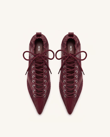 Ava Ballerines en mesh à lacets - Bordeaux