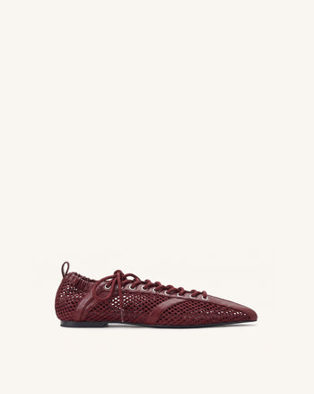 Ava Ballerines en mesh à lacets - Bordeaux