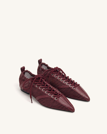 Ava Ballerines en mesh à lacets - Bordeaux