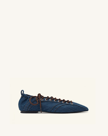 Ava Ballerines à lacets - Bleu jean