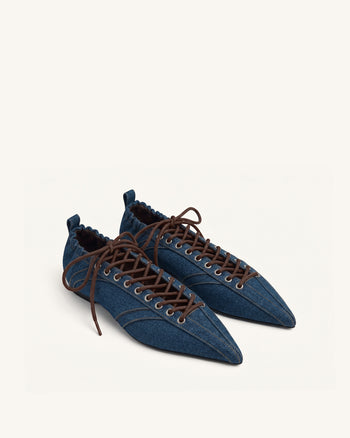 Ava Ballerines à lacets - Bleu jean