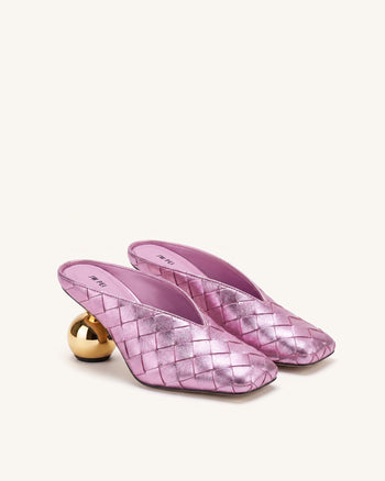 Ellie Mules à talons tressées à bout carré - Violet