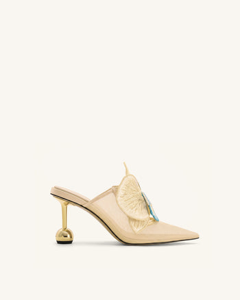 Sofia Mules à talon sphère orchidée - Beige