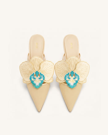 Sofia Mules à talon sphère orchidée - Beige