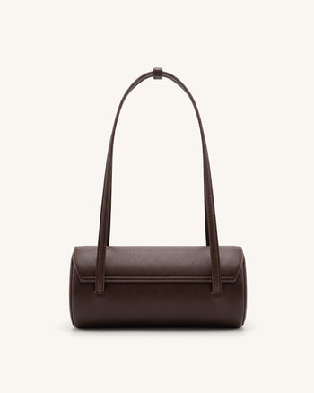 Solenne Sac à épaule forme baril - Marron foncé