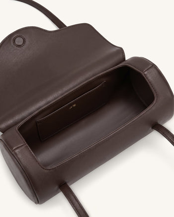 Solenne Sac à épaule forme baril - Marron foncé