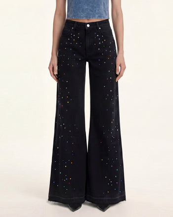 Jean effiloché fendue à strass multicolores The Troublemaker - Midnight Confessions