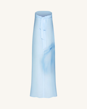 Robe maxi bustier à imprimé floral aquarelle - Bleu