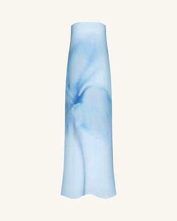 Robe maxi bustier à imprimé floral aquarelle - Bleu