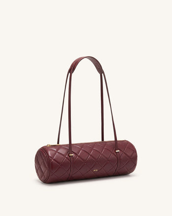 Marcella Sac à épaule cylindrique matelassé - Bordeaux